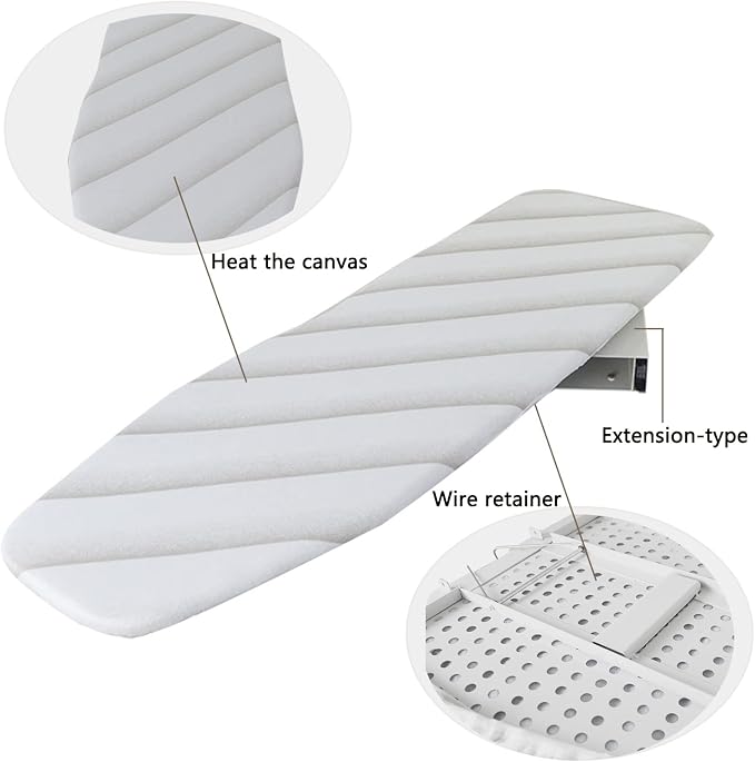 Wall-Mounted Ironing Board, 37.6"x13.7" 180° Rotating Foldable Ironing Station - Image 6