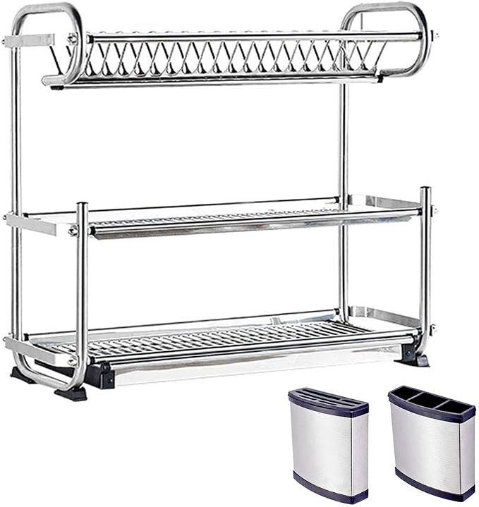 304 Stainless Steel Drain Rack countertop Wall Hanging Drying Tableware Dishes - Image 7