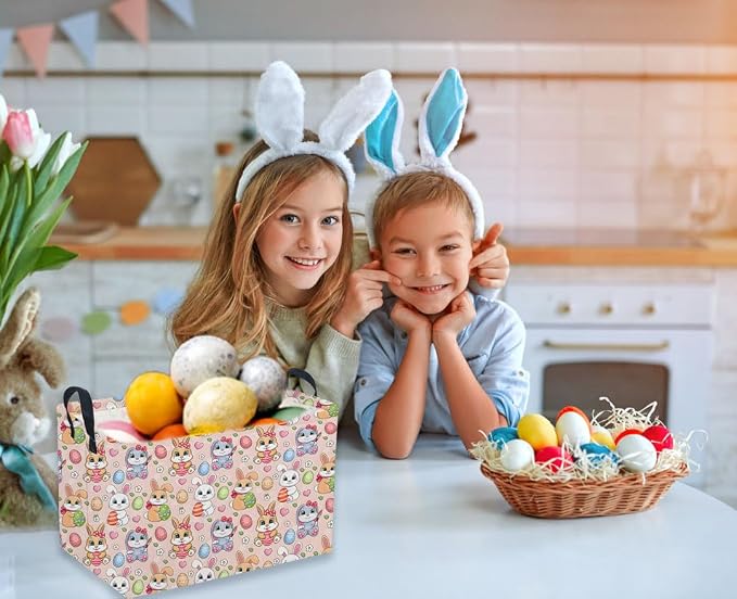 Sanjiaofeng Rectangular Easter Basket Eggs Storage Bins, Cute Storage Basket - Image 4