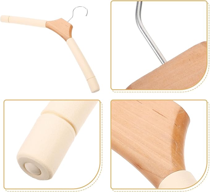 5pcs Nonslip Solid Wood Clothes Hangers - Image 4