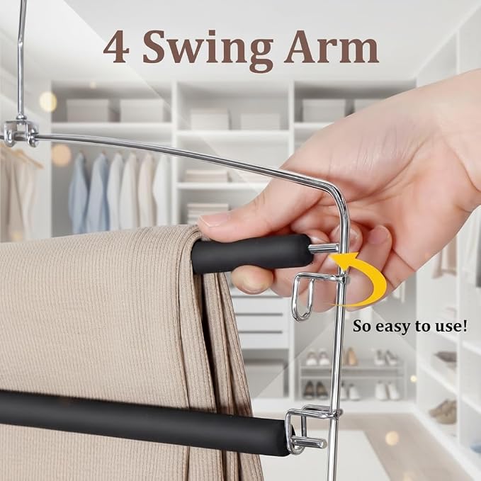 4-Pack Stainless Steel Pants Hangers, 5-Tier Space Saving Closet Organizer - Image 4