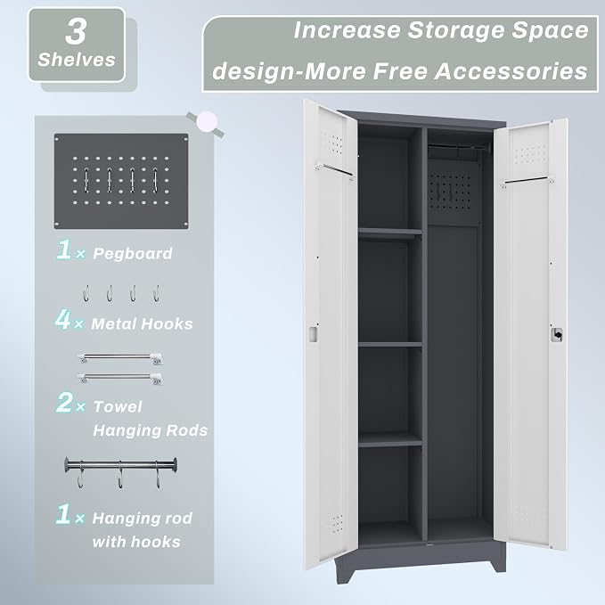 Metal Storage Cabinet with Lock, Locking Metal Cabinet Heavy Duty - Image 5
