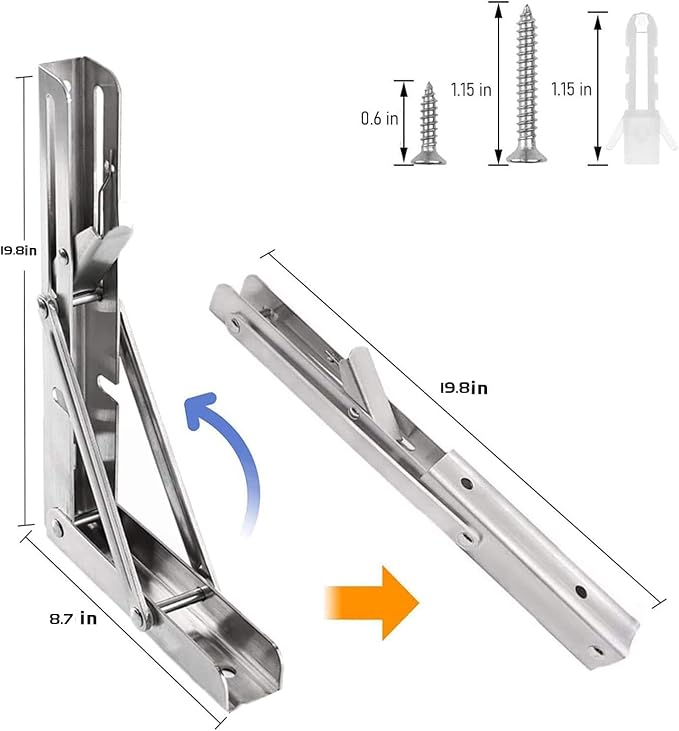 Folding Shelf Brackets 20 inch 2 Pcs - Image 2