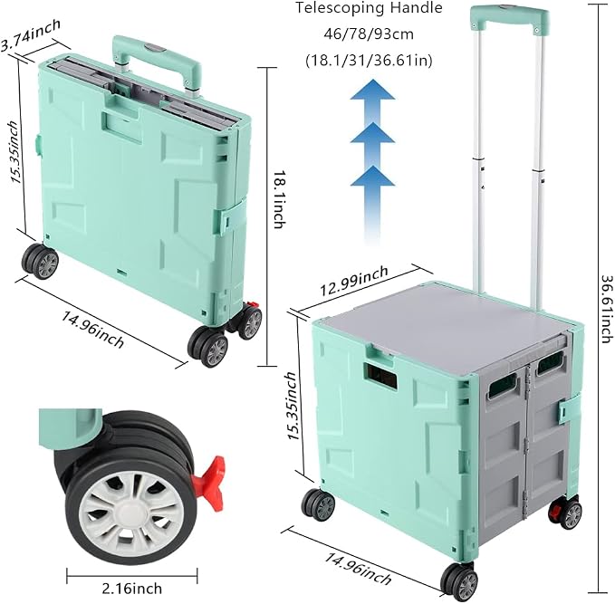 Foldable Shopping Utility Cart Portable Rolling Crate Handcart - Image 8