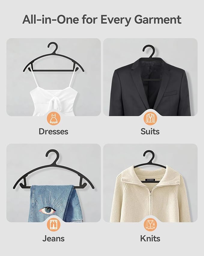 80 Pack Clothes Hangers, Non Slip Heavy Duty Plastic Hangers, Space Saving - Image 5