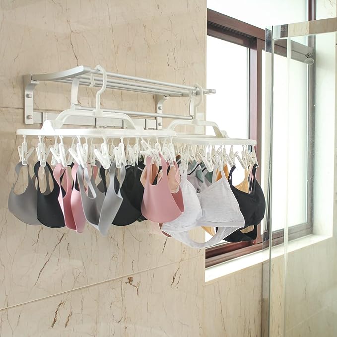Foldable Plastic Hangers with 26 Drying Clips, Underwear Hanger with Clips - Image 6
