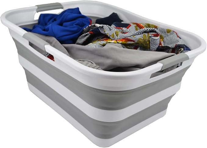 SAMMART 42 Collapsible Plastic Laundry Basket, Foldable Pop Up Storage - Image 6