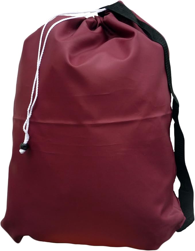 Small Laundry Bag with Drawstring, Carry Strap, Locking Closure, Color: Burgundy by Laundry+Bag+Store+Online
