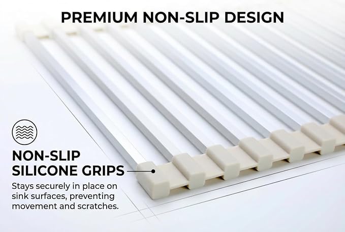 Aluminum Roll Up Dish Drying Rack Over Sink - Image 3