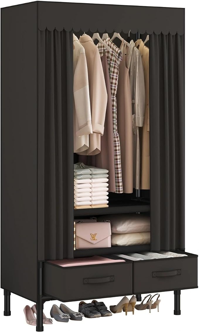 Portable Closet, Garment Rack, Heavy Duty Clothes Rack by WEALTHYHEART