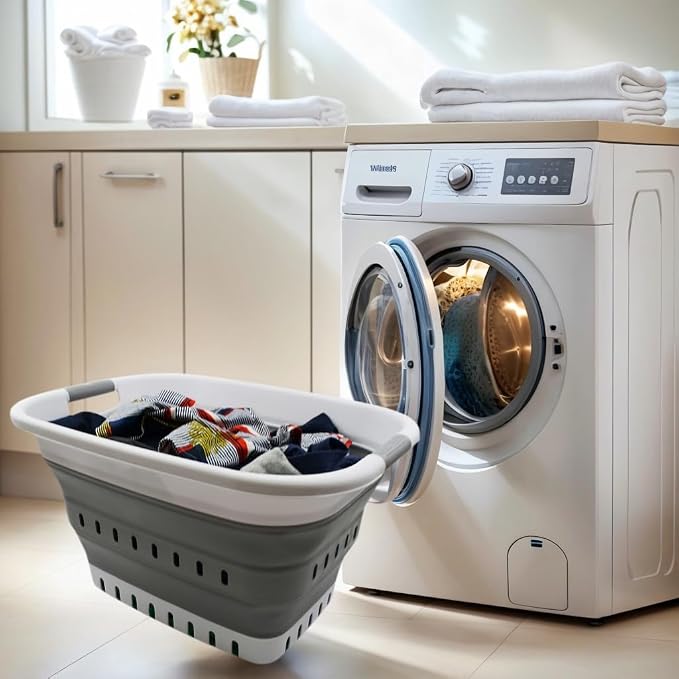 SAMMART 37L Collapsible Plastic Laundry Basket - Image 2