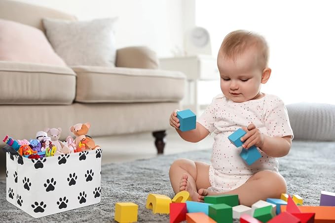 HIYAGON Dog toy Basket Dog Toy Bin Cute Toy Storage Basket Organizer Box Kids - Image 3