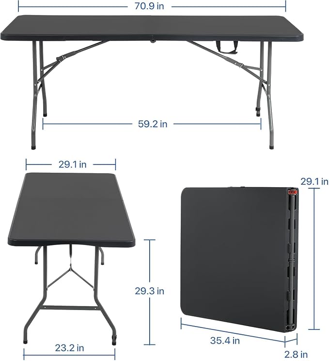 HKLGorg Folding Table, Heavy Duty Plastic Folding Utility Table Indoor Outdoor - Image 3