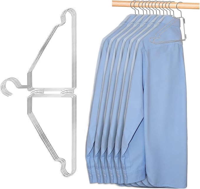 4 Pack Space Saving Hangers for Clothes, Foldable Metal Hangers, Collapsible by NAKBINX
