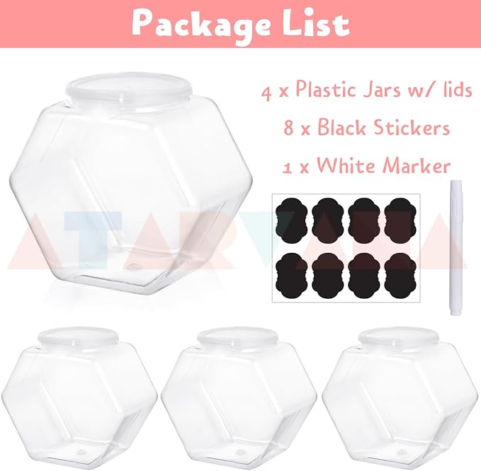 Atarvana Plastic Candy Jars 30oz Set of 4 - Image 6