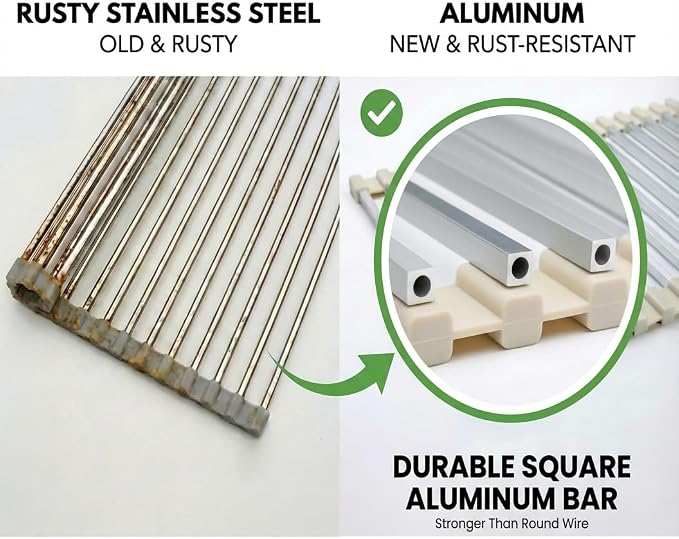 Aluminum Roll Up Dish Drying Rack Over Sink - Image 2