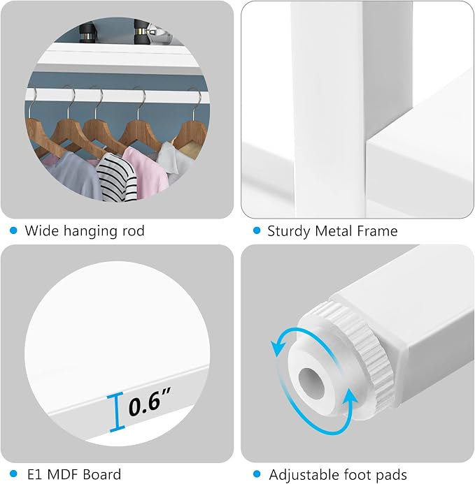 LITTLE TREE Free Standing Wood Closet Clothes Rack, Heavy Duty Grament Rack - Image 5