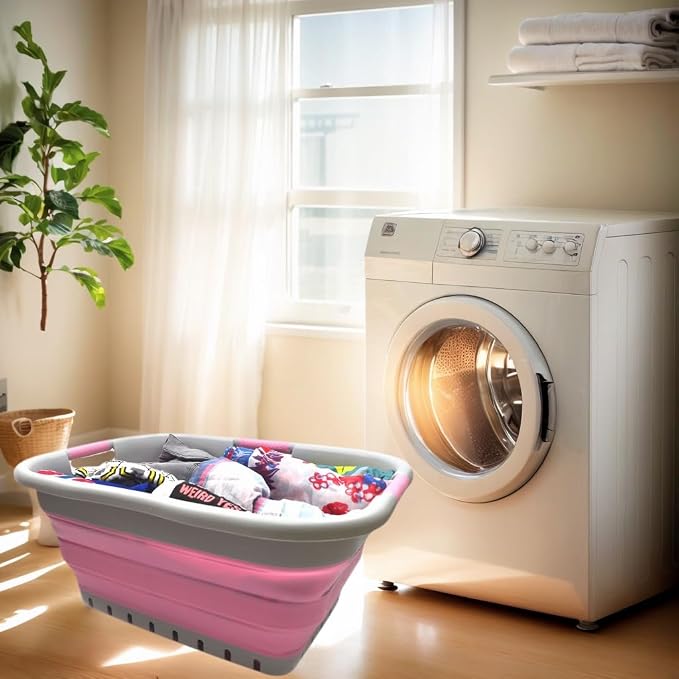 SAMMART 41L Collapsible 3 Handled Plastic Laundry Basket - Image 2