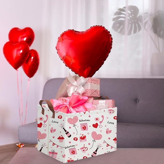 Rectangular Pink Valentine's Day Gift Basket, nursery basket, kids toy storage - Image 5