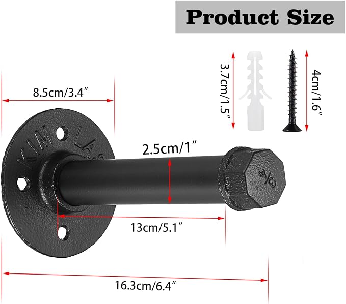 Sumnacon 2 Pcs 5.9 Inch Industrial Pipe Clothes Bar - Image 3