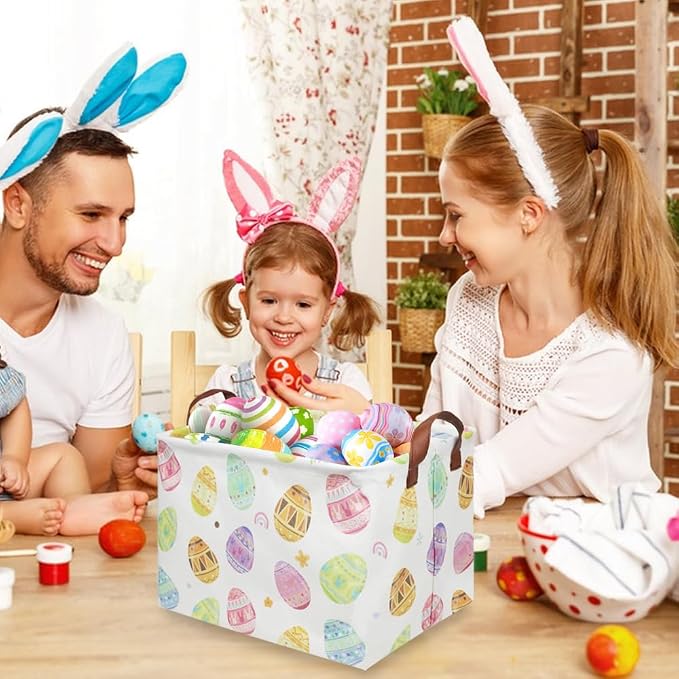FXOLCSHE Rectangular Easter basket, Laundry Hamper, Kids Toy Storage Basket - Image 2