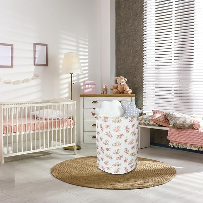 Pink Flower Laundry Hamper, laundry Basket, Nursery Hamper, Waterproof Storage - Image 2
