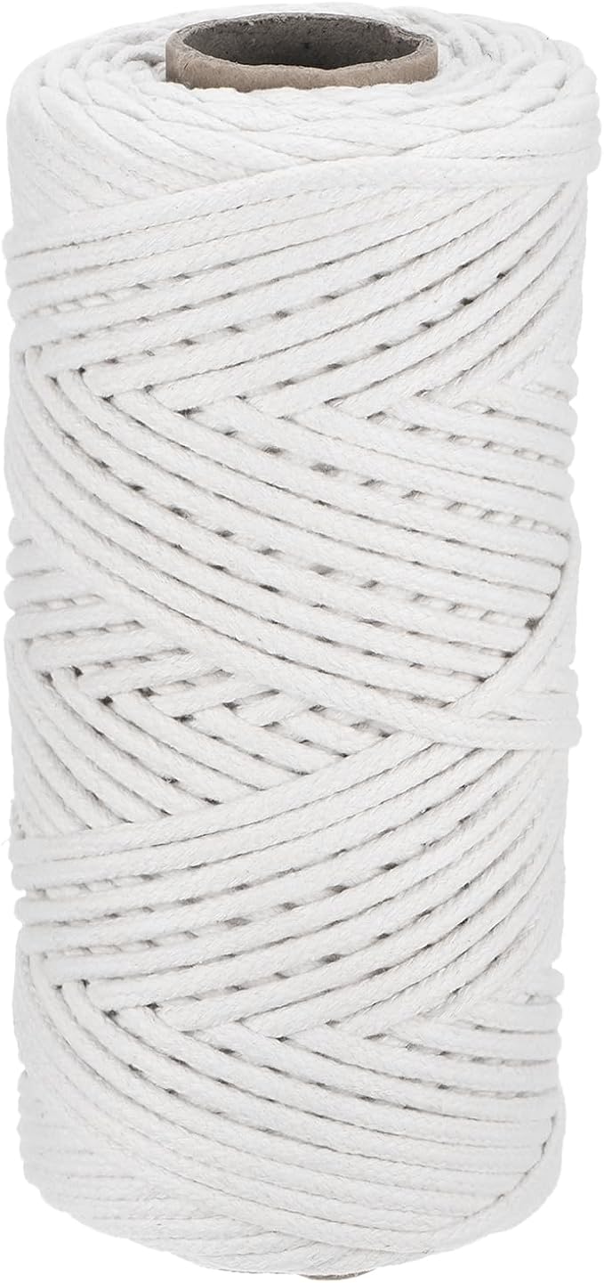 Rebower Macrame Cord 4mm x 109 Yard, Natural Cotton Macrame Rope Twisted by Rebower