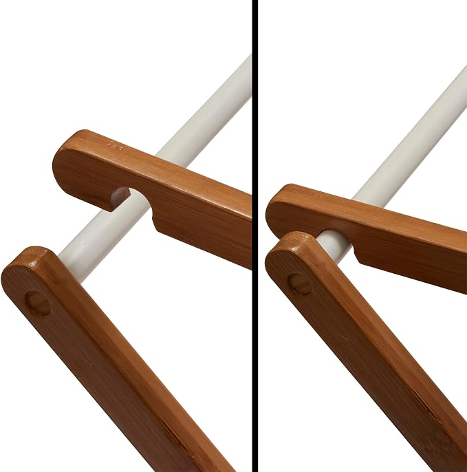 Household Essentials Bamboo Folding Clothes Drying Rack | White Finish - Image 5