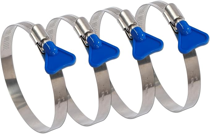 ISPINNER 4pcs 4 Inch Key-Type 304 Stainless Steel Worm Gear Hose Clamps - Image 2
