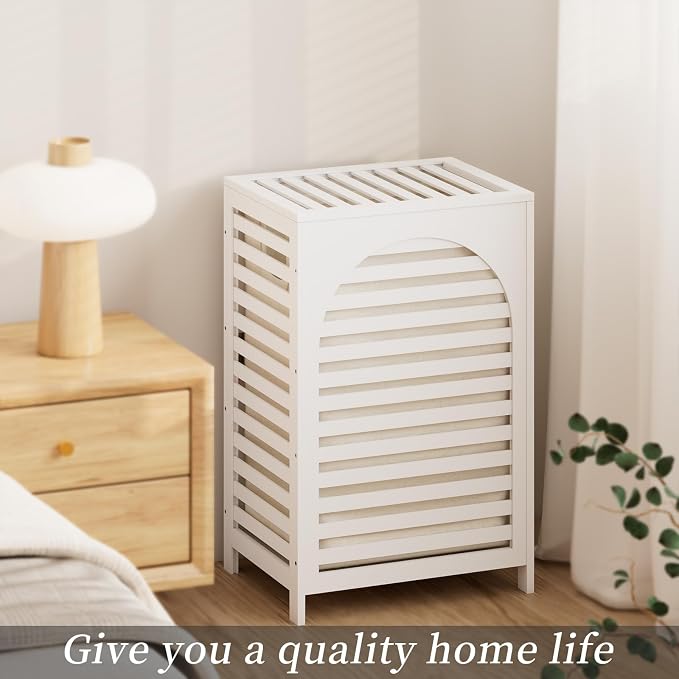 Laundry Hamper with Lid, Bamboo Large Waterproof Clothes Laundry Basket - Image 3