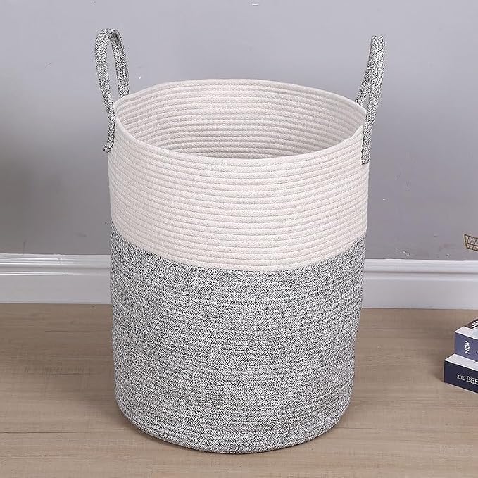 Laundry Basket, Woven Cotton Rope Laundry Hamper, 60L by Gorocking