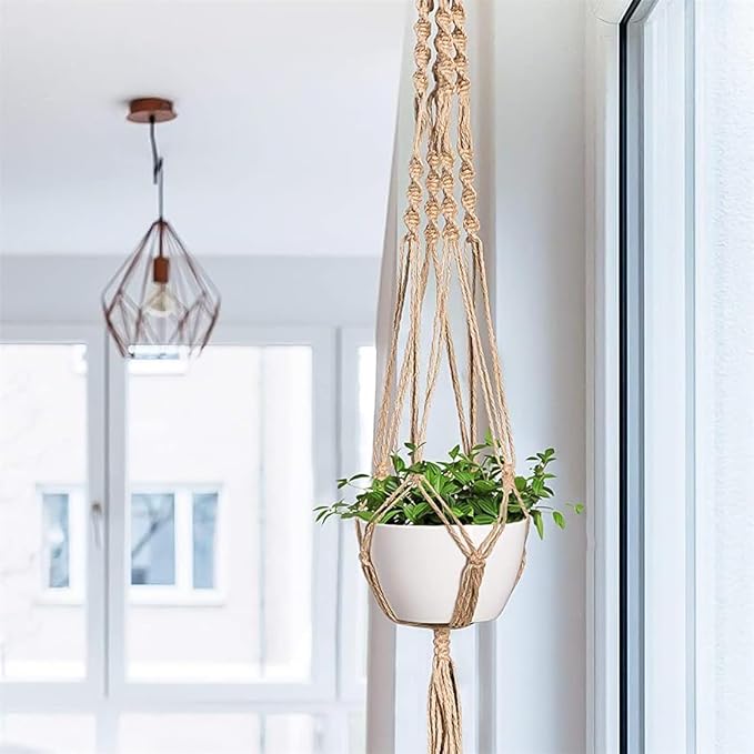 LINXIU Macrame Plant Hangers Jute Plant Hanger Indoor Hanging Plants Holders - Image 3
