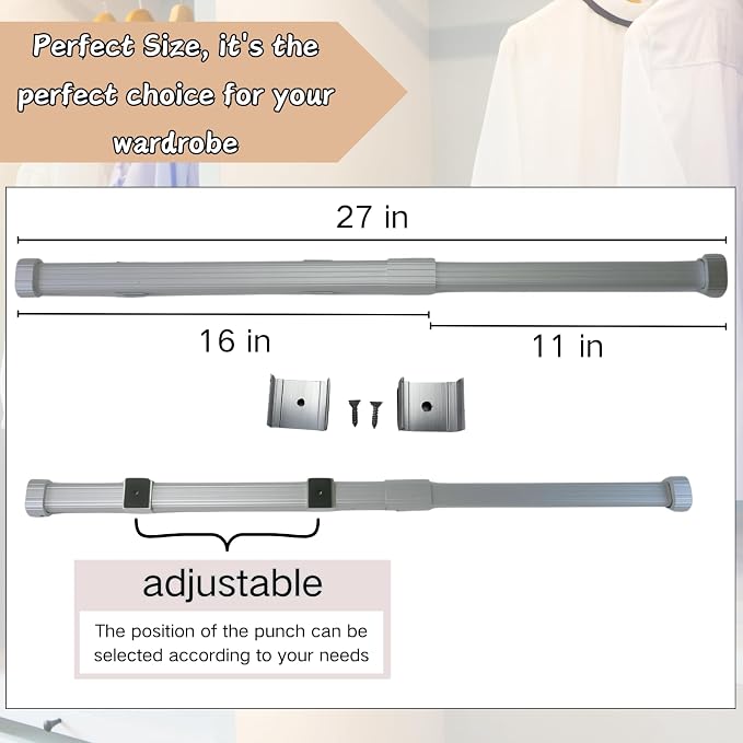 Beyeutao Silver Closet Rod Pull Out Rod - Image 2