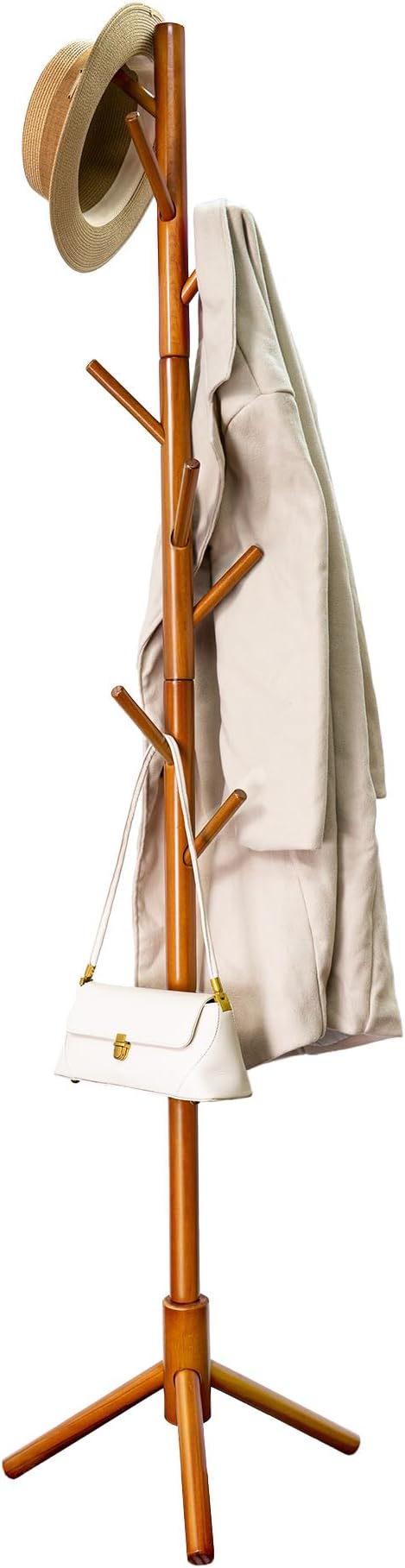 VaeFae Bamboo Coat Rack Stand, Free Standing Hall Tree - Image 2