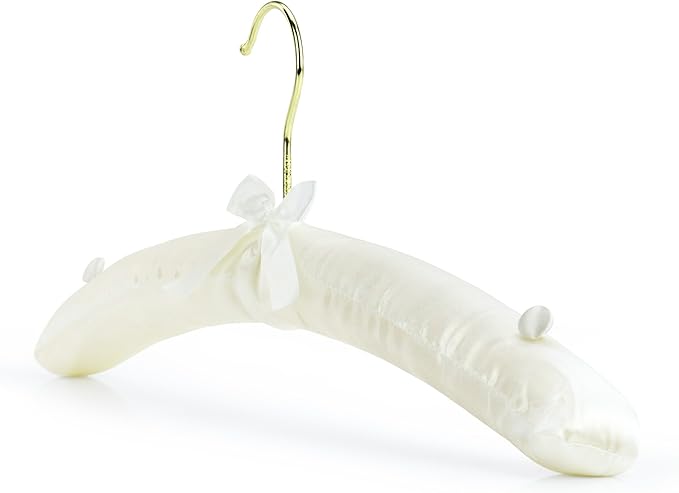 HANGERWORLD Ivory Satin Padded Hangers 17inch - Image 3