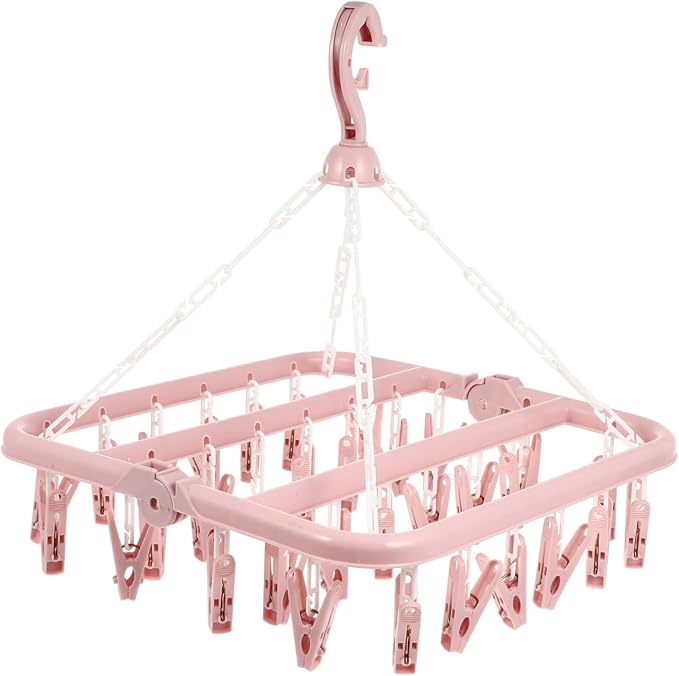 Foldable Drying Rack with Clips Space-Saving Plastic Clip Laundry Hanger by CAXUSD