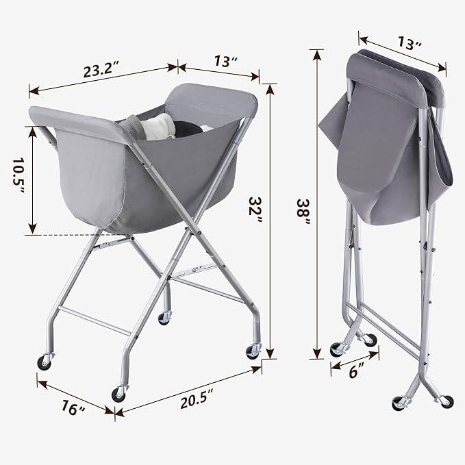 ELYKEN Laundry Cart with Wheels, 32”H Easy Rolling Laundry Hamper with - Image 3