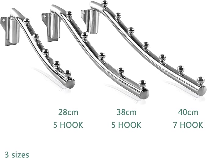 Folding Wall Mount Clothes Hanger Metal, 2 Pack Laundry Drying Rack Foldable - Image 7