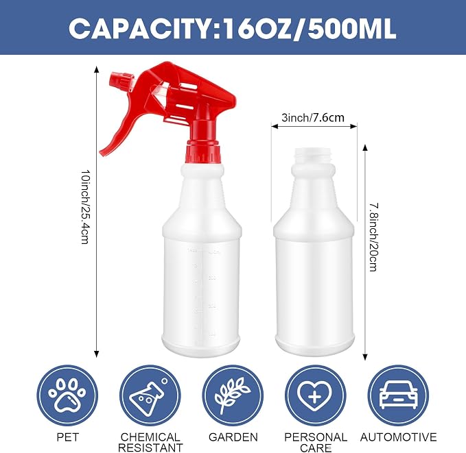 10 Pack Spray Bottles 16 oz Empty Water Spray Bottles - Image 2