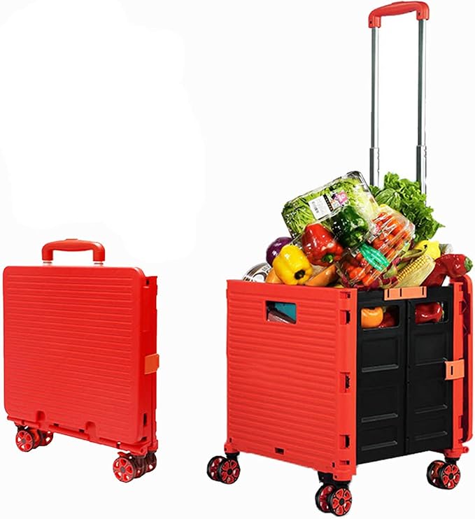 Foldable Utility Cart Folding Portable Rolling Crate Handcart Shopping Trolley - Image 8