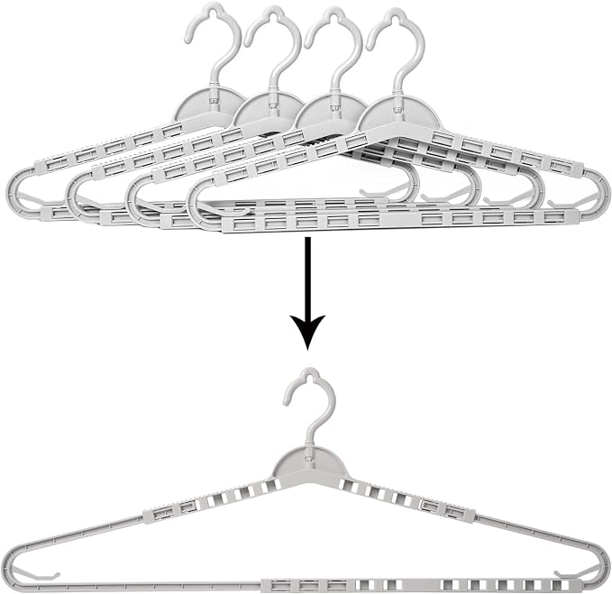 4 Pack Extra Large Hangers Enlarge Adjustable Shoulder 16.5"-26" Drying Hanger by Foshine