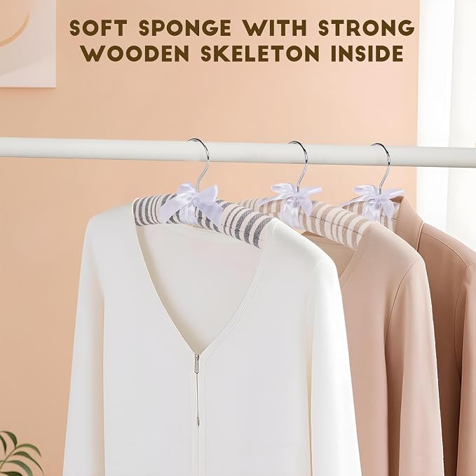 12 Pack Cotton Stripe Padded Hangers - Image 5