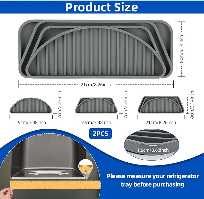 Silicone Refrigerator Drip Tray 2 Pack, Cuttable Water Dispenser Drip Collector - Image 2