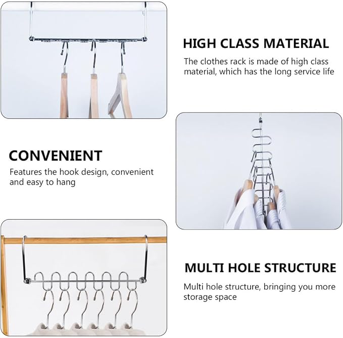 Multi-Hole Metal Clothes Hangers 2Pcs Foldable Clothes Drying Rack Space-Saving - Image 8