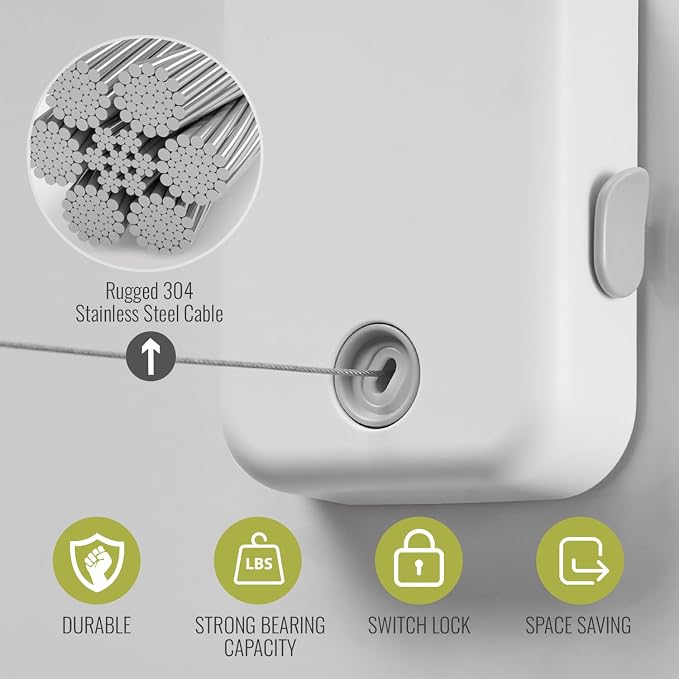 SmartSome Wall Mounted Retractable Clothesline – Heavy-Duty Indoor & Outdoor - Image 4