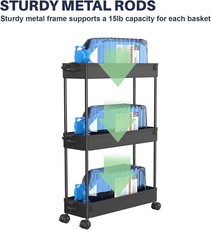 SPACELEAD 3 Tier Rolling Cart - Image 5