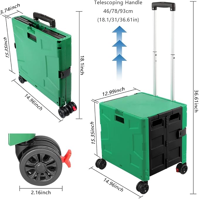 Foldable Shopping Utility Cart Portable Rolling Crate Handcart - Image 7