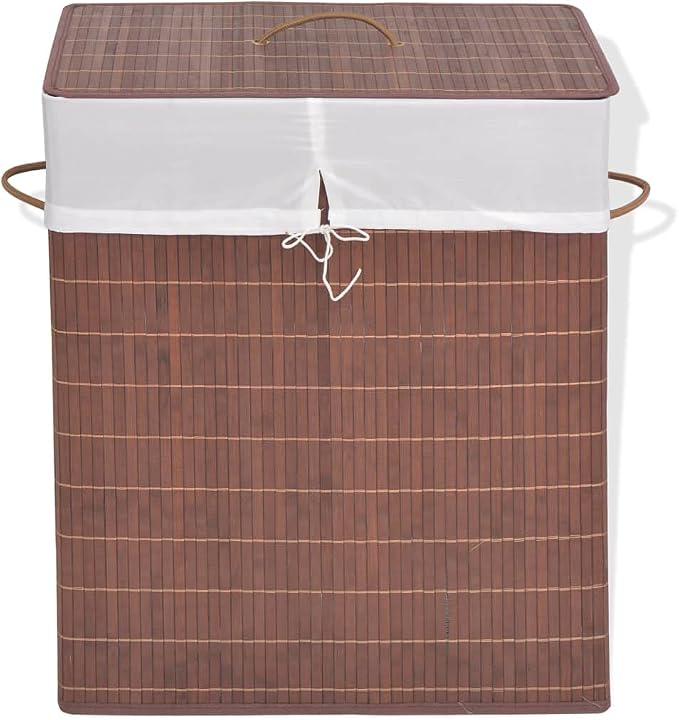Laundry Bin Brown, Rectangular, Lightweight, Removable Liner, - Image 8