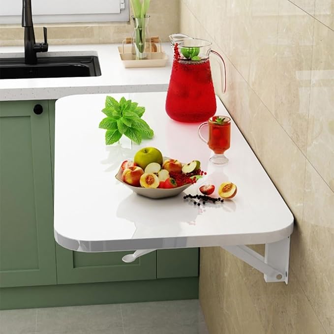 Wall Mounted Folding Table White Floating Desk Fold Down Table - Image 3