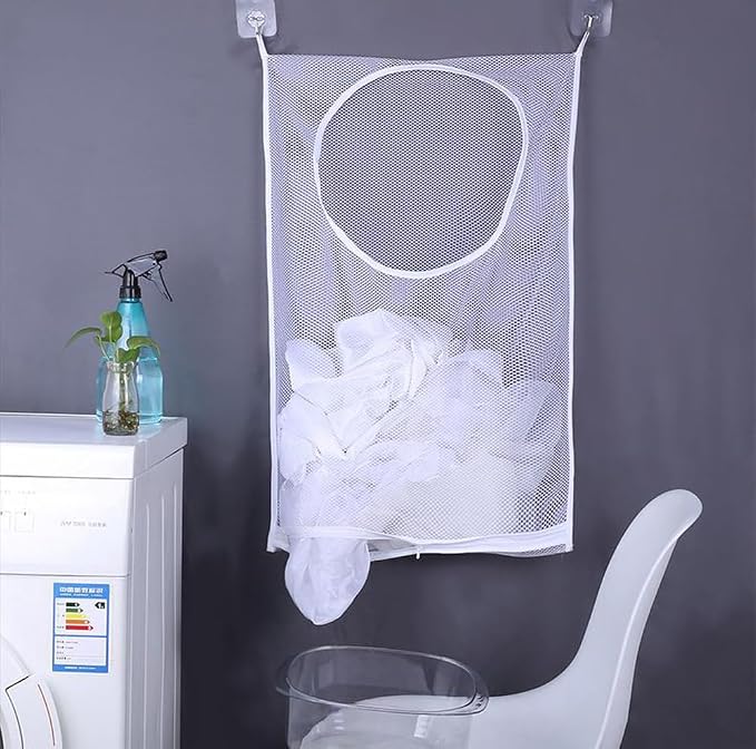 ZIIYAN 2 Pack Door Hanging Laundry Hamper Bag, Mesh Laundry Bag, Large Dirty - Image 3